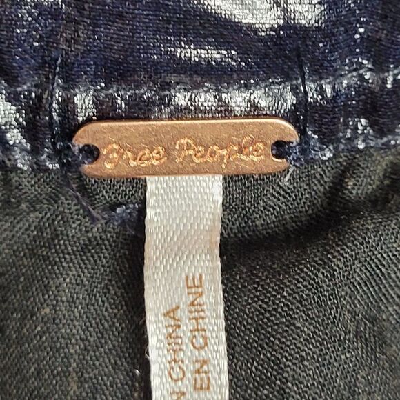 Free People Pants Faux Leather High Rise Paperbag Tapered Belted Metallic 4 - Picture 14 of 17